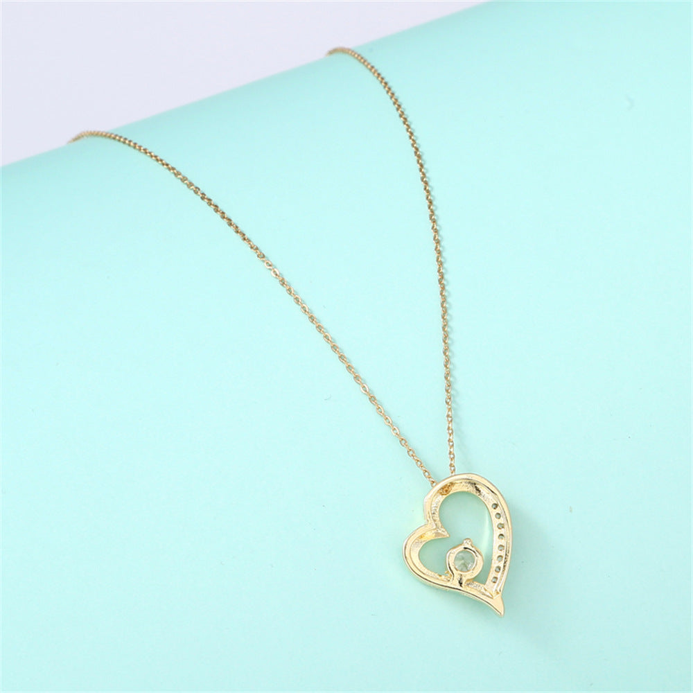 Cutout Heart Inlaid Zircon Gift Box Necklace for Dear Mom - Syble's