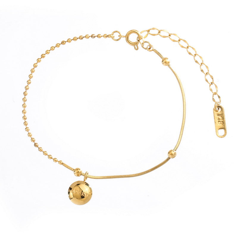18K Gold Fashion Simple Bead Design Versatile Anklet - Syble's