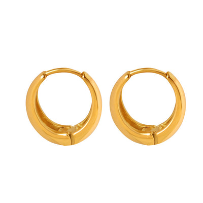 18K Gold Simple and Atmospheric Hollow Ring Design Versatile Earrings - Syble's