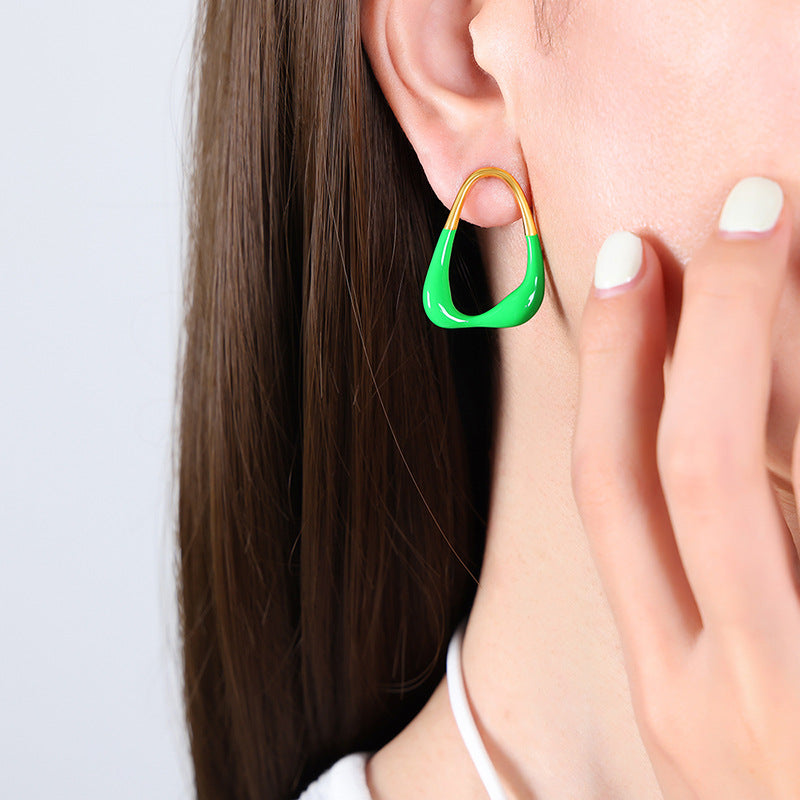 18k Gold Fashion Simple Irregular Design Versatile Earrings - Syble's