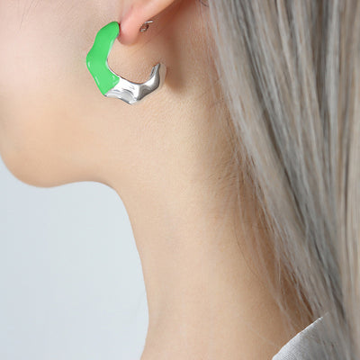 18K Gold Exquisite Simple Irregular C Shape Design Versatile Earrings - Syble's