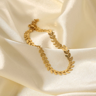 18K Gold Exquisite Fashionable Bohemian Style Leaf Arrow Chain Design Beach Wind Anklet - Syble's
