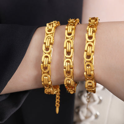 18K gold retro hip-hop style design bracelet - Syble's