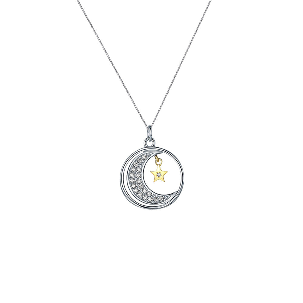 Light luxury hollow moon star diamond design gift box necklace for lovely granddaughter - Syble's