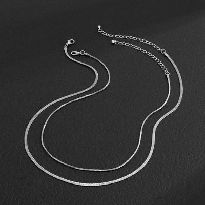 Fashionable simple double-layer flat snake chain design punk style all-match necklace