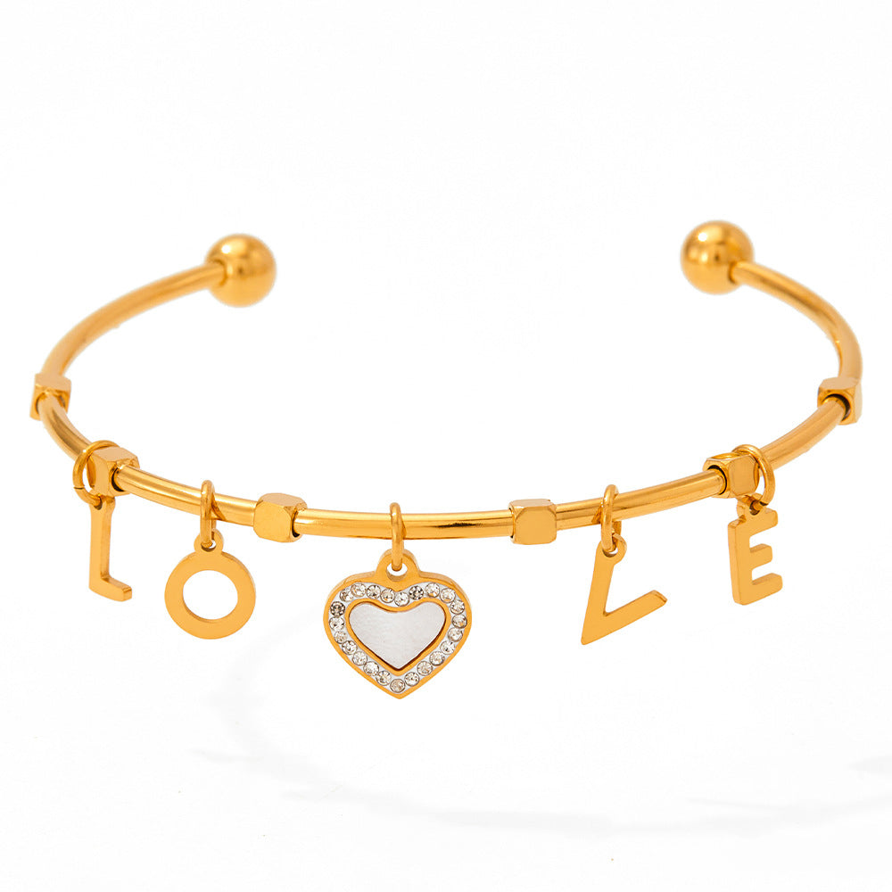 18K Gold Exquisite Fashion LOVE Matching Heart Design Bracelet - Syble's