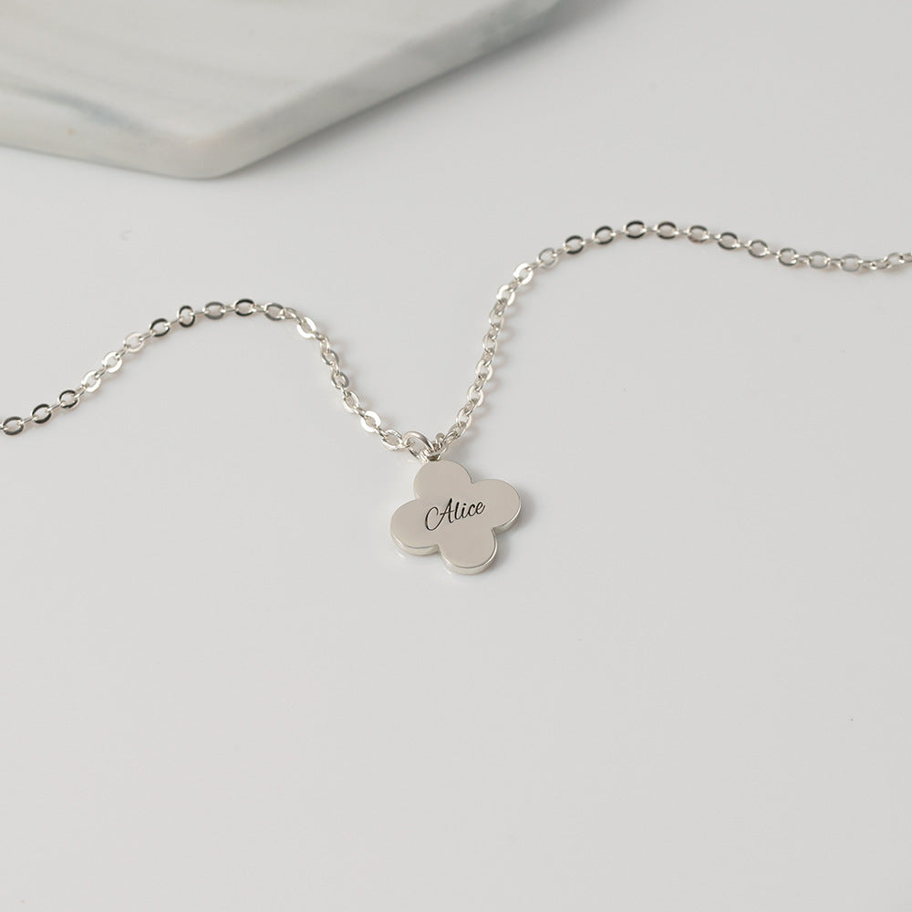 Noble and exquisite four-leaf clover customizable name design versatile necklace - Syble's