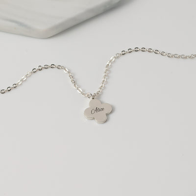 Noble and exquisite four-leaf clover customizable name design versatile necklace - Syble's