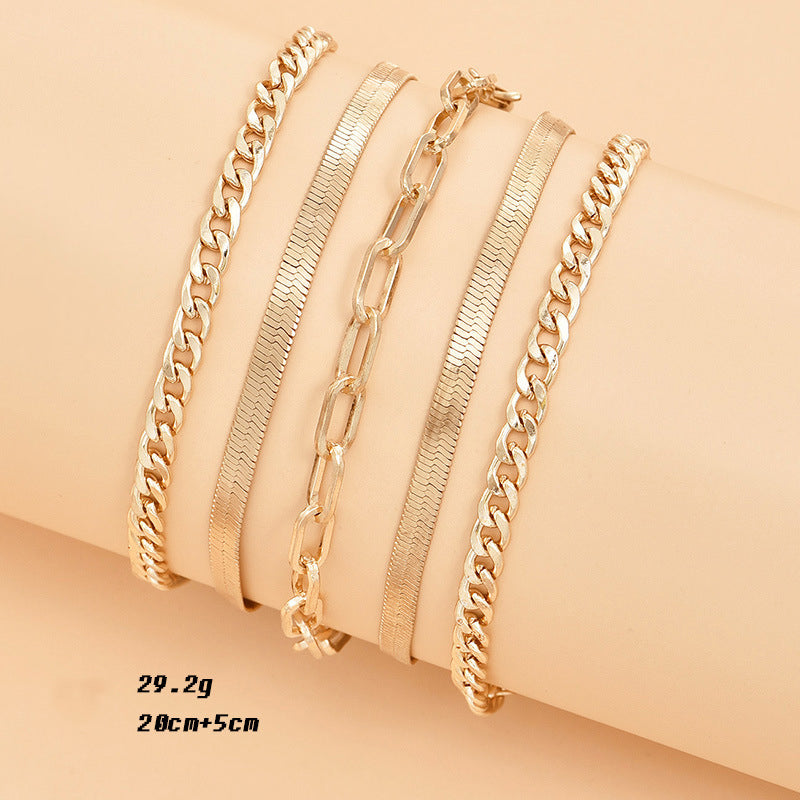 Multilayer Metal Chain Anklet Set Combination - Syble's