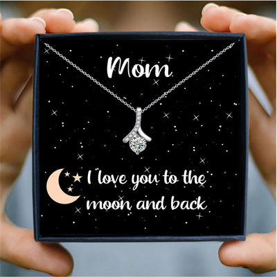 Trendy Herringbone Diamond Design Gift Box Pendant Necklace For The Great Mom - Syble's