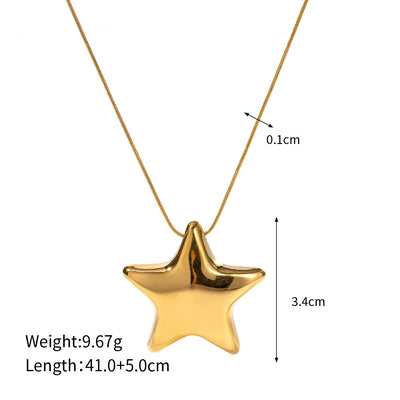 18K Gold Fashion Simple Pentagon Design Light Luxury Pendant Necklace - Syble's