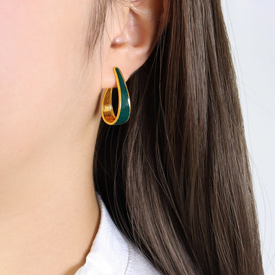 18K Gold Classic Simple Geometric U Shape Design Versatile Earrings - Syble's