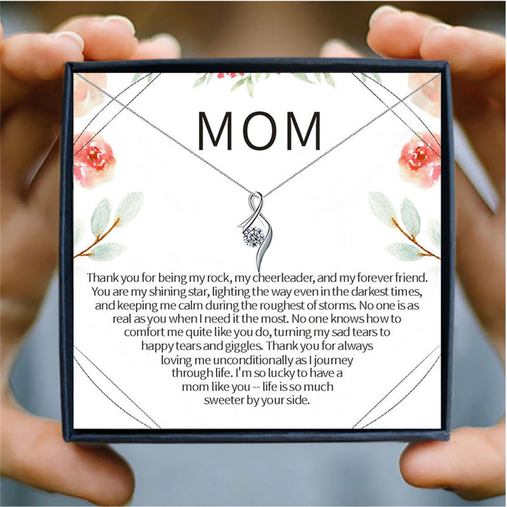 Mother's Day Simple Fashion Crystal Pendant Necklace - Syble's