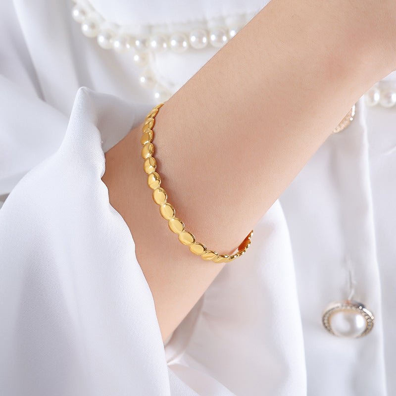 18K gold trendy hip-hop style line/round/heart-shaped design versatile bracelet