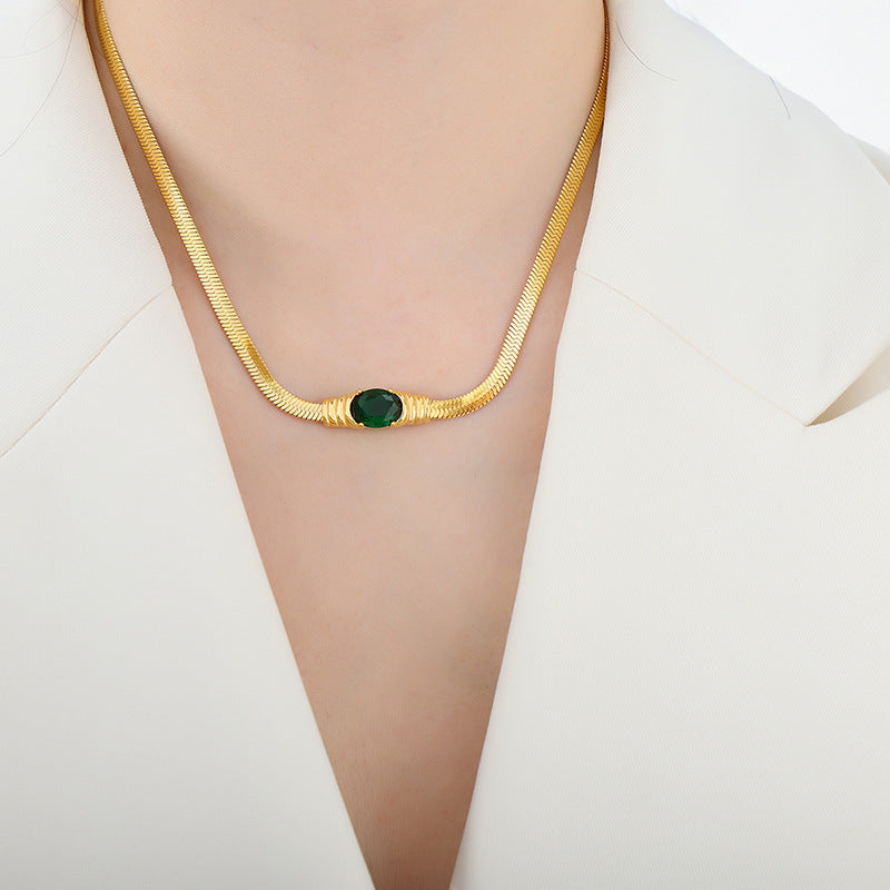 18K gold classic vintage inlaid zircon design bracelet necklace set