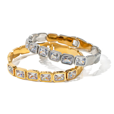 18K gold exquisite and dazzling zircon design light luxury style bracelet - Syble's
