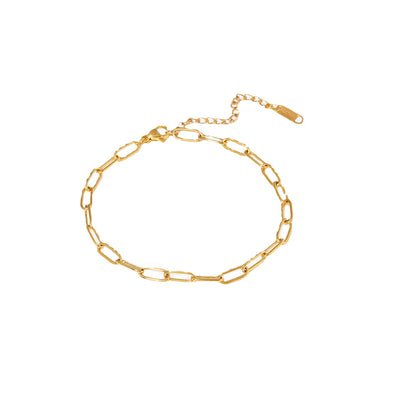 18K Gold Fashion Simple Style Paperclip Chain Design Versatile Anklet - Syble's