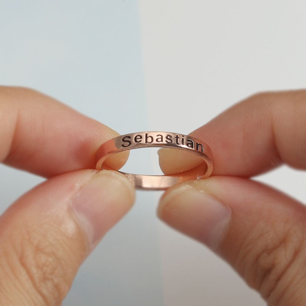 Copper Fashion Simple Customizable Name Design Versatile Ring - Syble's