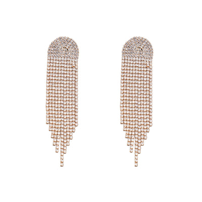 Super Sparkling Diamond Long Earrings - Syble's