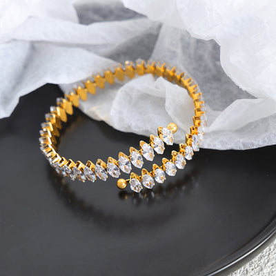 18K gold exquisite and dazzling zircon design bracelet - Syble's