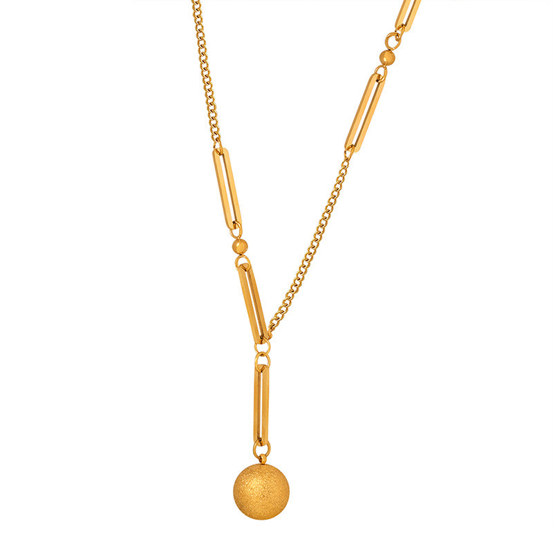 18K Gold Trendy Personality Ball Design Light Luxury Style Pendant Necklace - Syble's