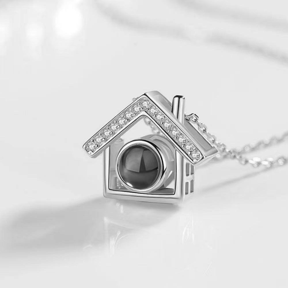 Exquisite Trend Love House Diamond Design Projection Necklace - Syble's