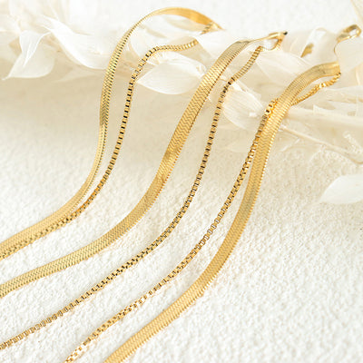 18K gold fashionable simple double-layered design versatile anklet - Syble's