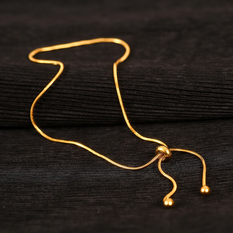 18k Gold Fashion Light Luxury Tassel Snake Bone Design Titanium Steel Anklet