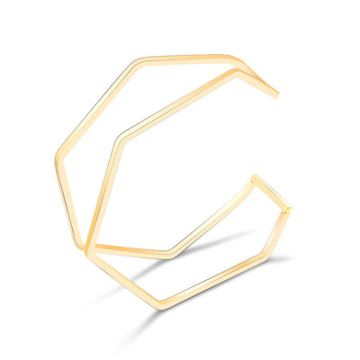 18K gold trendy simple polygonal line hollow double-layer design light luxury style bracelet - Syble's