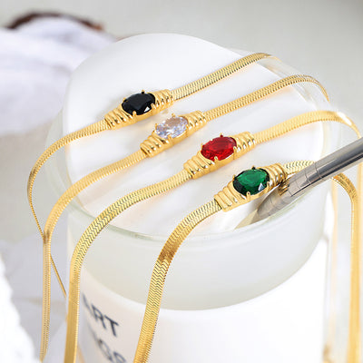 gold classic vintage inlaid zircon design bracelet necklace set - Syble's