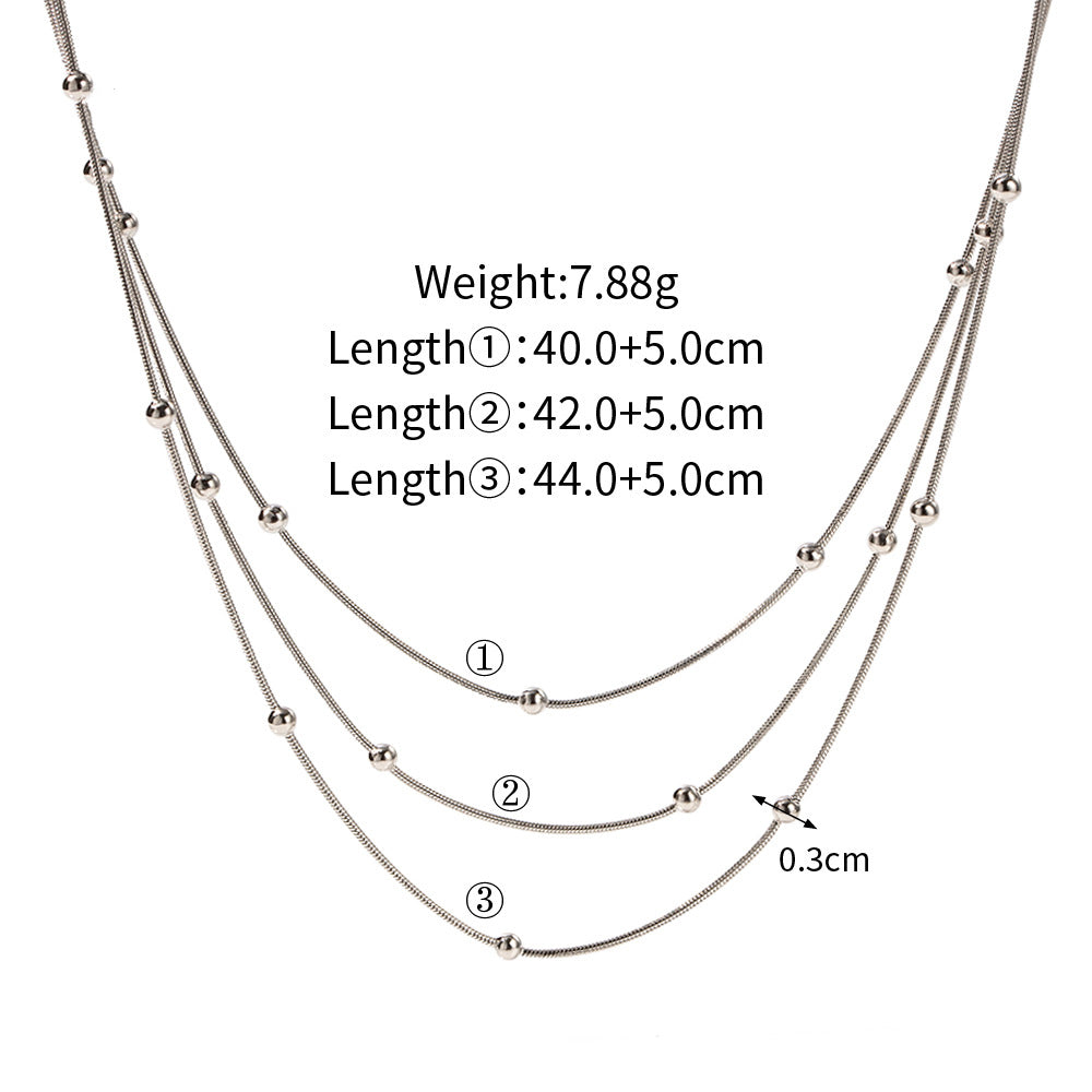 Exquisite and noble three-layer chain design light luxury style necklace