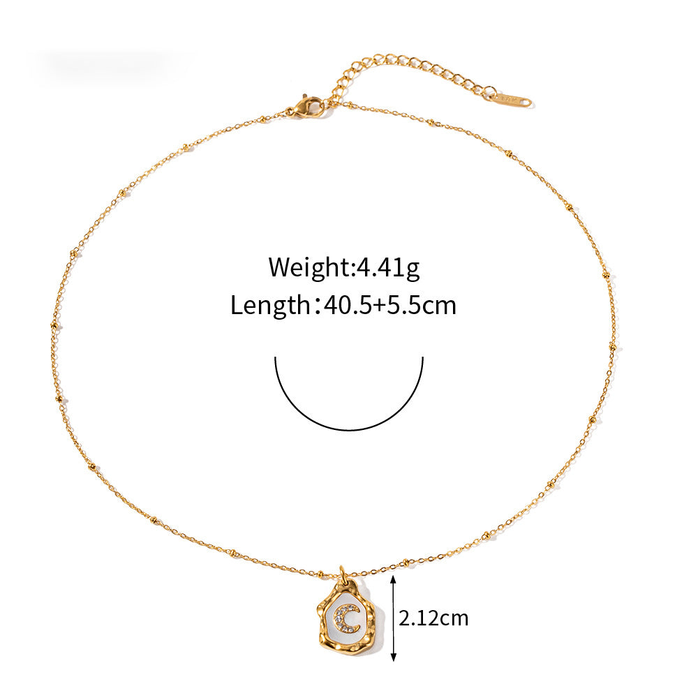 18k Gold Exquisite and Fashionable Irregular Bezel with Moon Inlaid Zircon Design Pendant Necklace