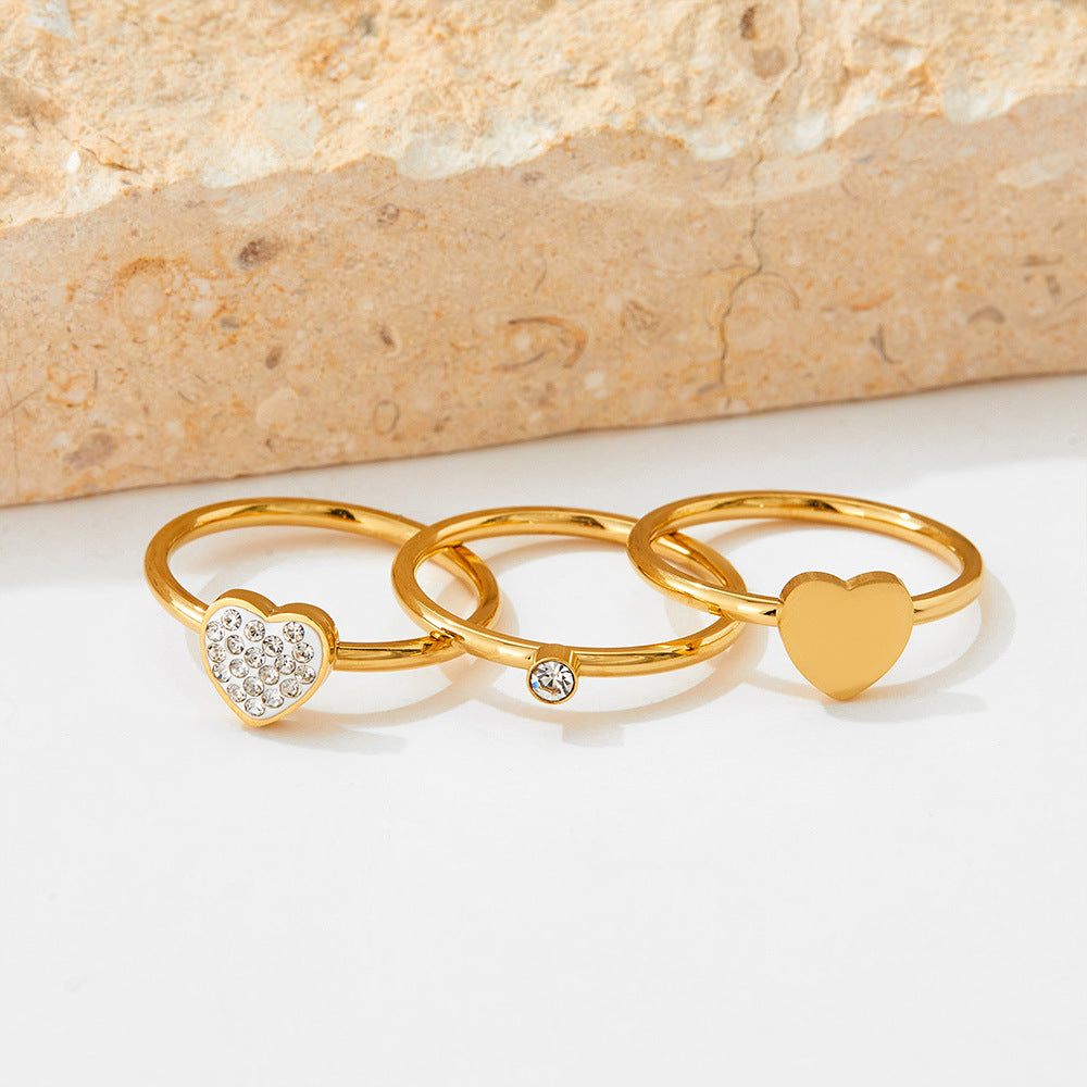18K gold exquisite and fashionable love diamond/zirconia design ring set