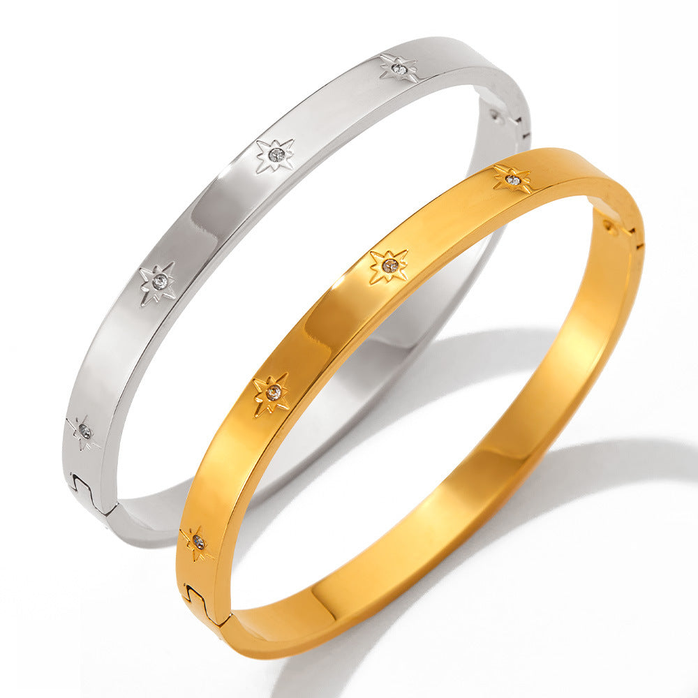 18K gold light luxury and noble eight-pointed star diamond design bracelet - Syble's