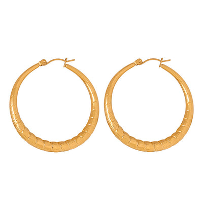 18K Gold Fashion Simple Circle Design Versatile Earrings - Syble's
