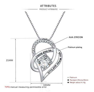 Mother's Day Cutout Heart Inlaid Zircon Pendant Necklace - Syble's