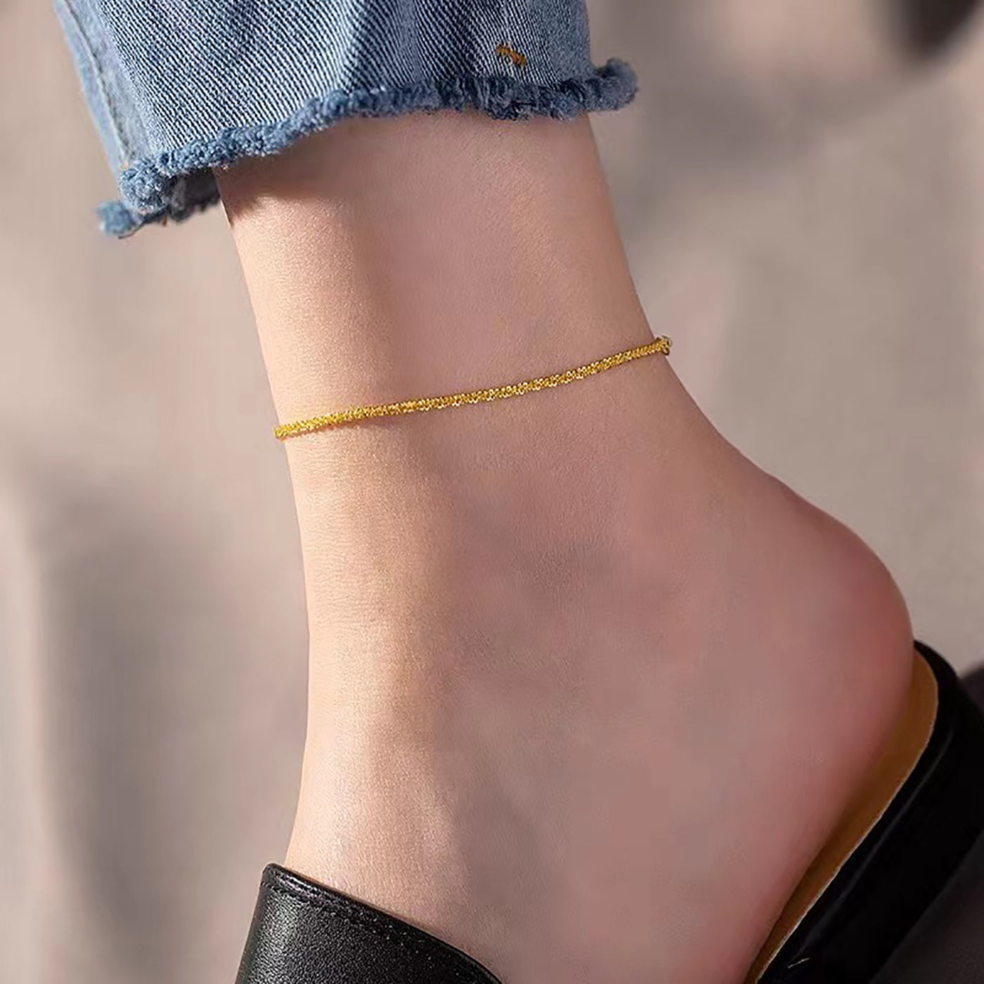 Fashion noble gold/silver sparkling design simple style versatile anklet - Syble's
