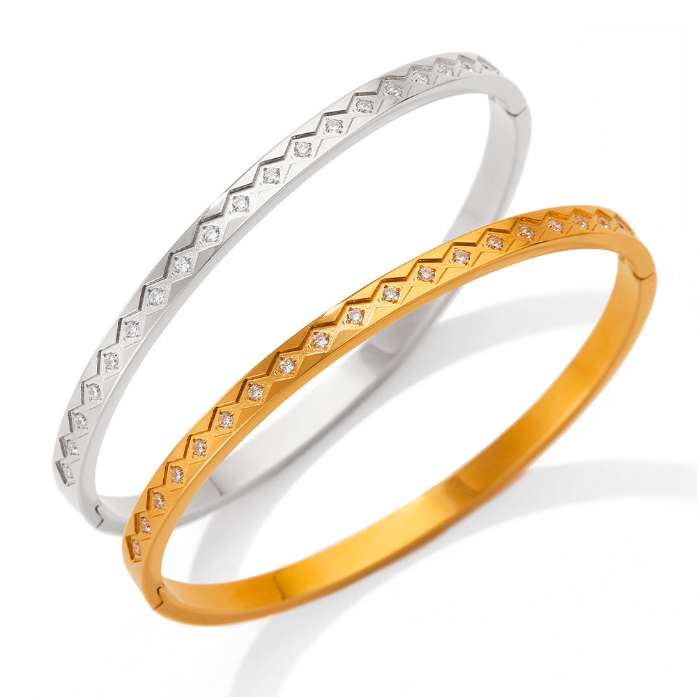 18K gold fashionable simple rhombus diamond design versatile bracelet - Syble's