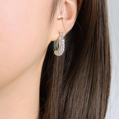 18K Gold Exquisite Dazzling U-Shaped Diamond Design Versatile Earrings - Syble's