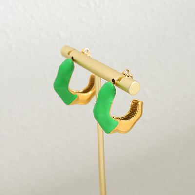 18K Gold Exquisite Simple Irregular C Shape Design Versatile Earrings - Syble's