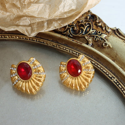 18K Gold Classic Fashion Inlaid Zircon Thread Design Versatile Earrings - Syble's