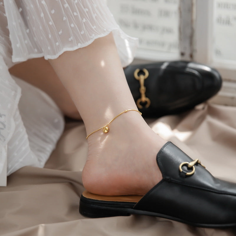 18K Gold Fashion Simple Bead Design Versatile Anklet