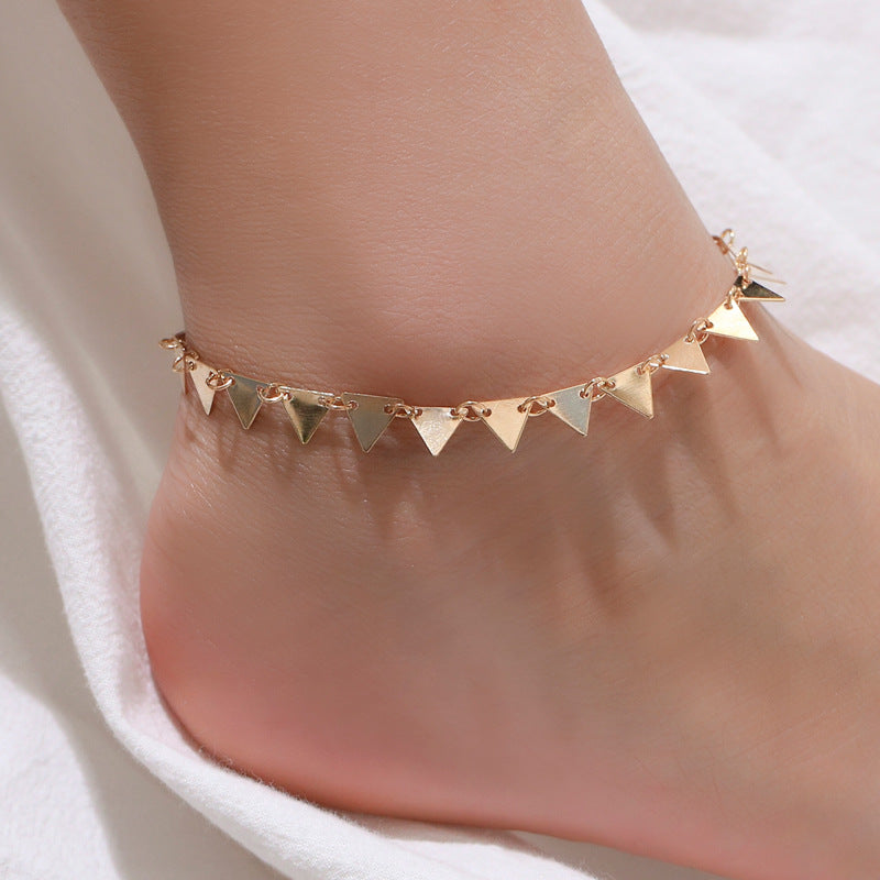 Fashion personality punk style geometric triangle design anklet
