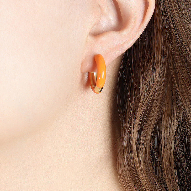 18K Gold Simple Atmospheric Ring Design Earrings