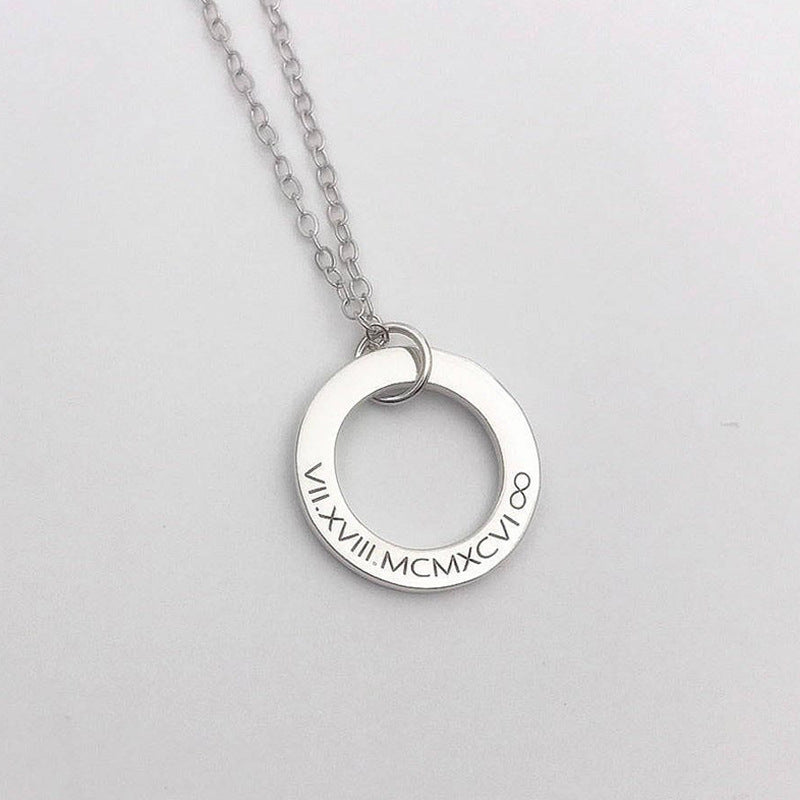 Trendy Simple Hollow Ring Design Customizable Name Necklace - Syble's