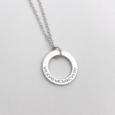 Trendy Simple Hollow Ring Design Customizable Name Necklace - Syble's