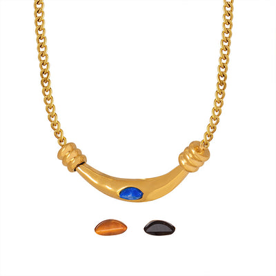 18K Gold Noble and Light Luxury Inlaid Gem Design Versatile Necklace - Syble's