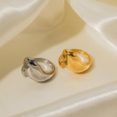 18K gold fashionable and simple drop-shaped design ring - Syble's