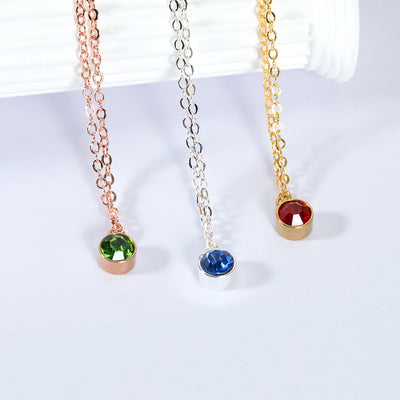 18K Gold Noble Simple Inlaid Round Tianhe Stone Design Simple Style Necklace - Syble's
