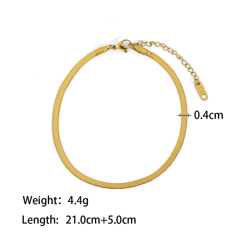 18K Gold Noble Fashion Cuban Wind Snake Chain Stacking Design Versatile Anklet - Syble's